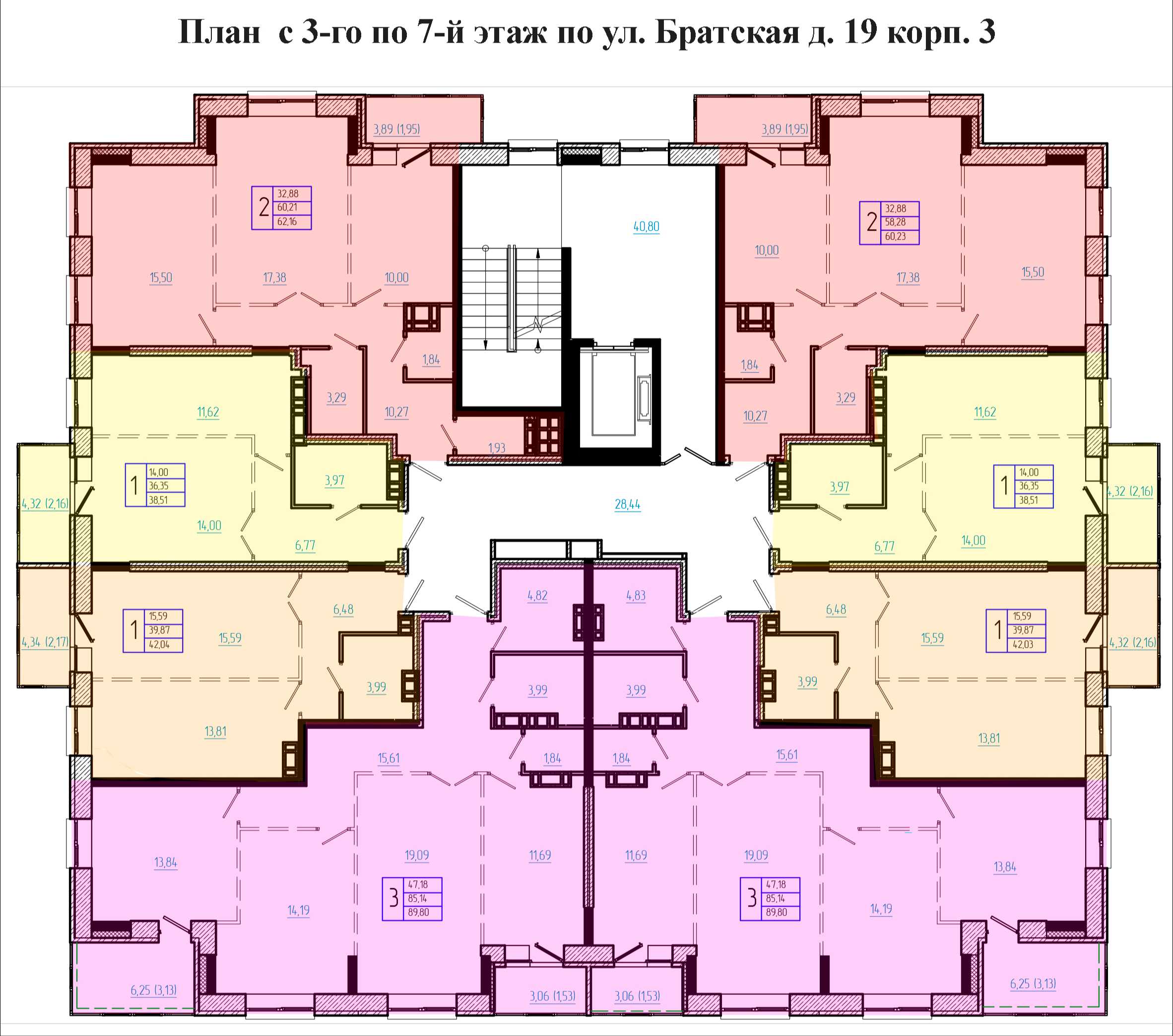 Планы этажей Братская 19 корп. 3